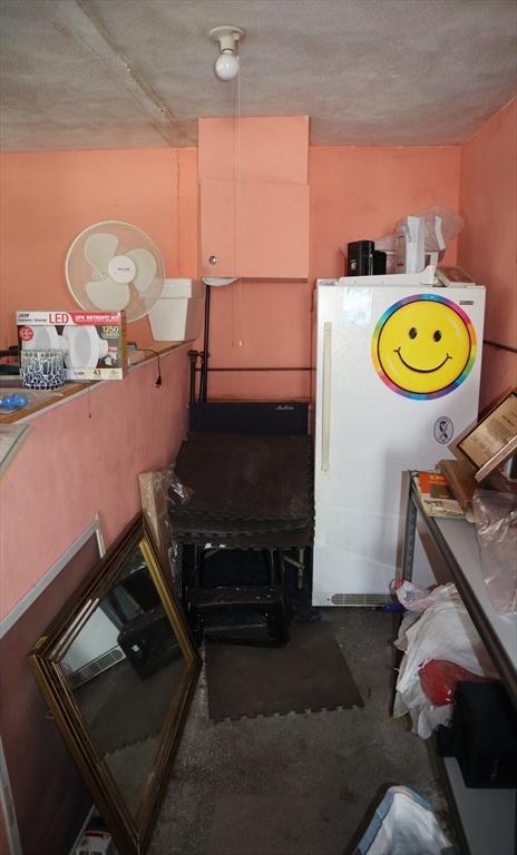 interior space featuring white fridge