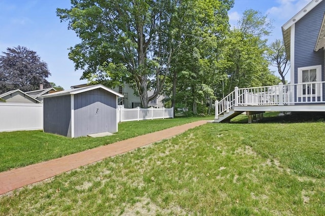 33 Grove St, Merrimac, MA 01860 - view of yard featuring a deck, a storage shed, and stairway