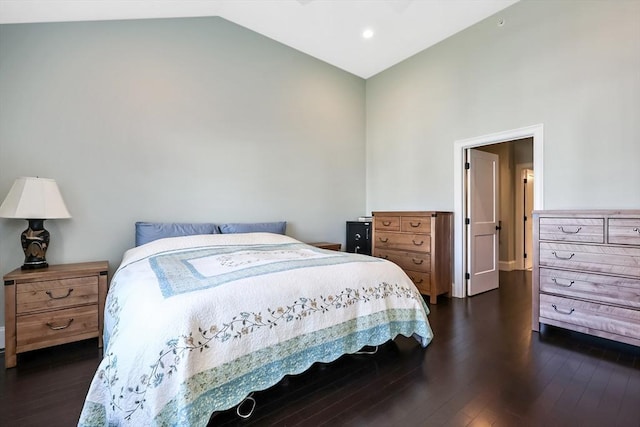 13 Birkdale Ln Unit 13, Hopkinton, MA 01748 - bedroom featuring dark wood-style flooring and high vaulted ceiling