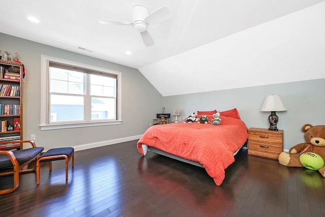 13 Birkdale Ln Unit 13, Hopkinton, MA 01748 - bedroom featuring hardwood / wood-style flooring, lofted ceiling, ceiling fan, recessed lighting, and baseboards