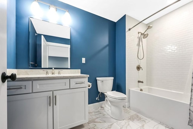 13 Birkdale Ln Unit 13, Hopkinton, MA 01748 - full bathroom with toilet, shower / tub combination, vanity, marble finish floors, and baseboards