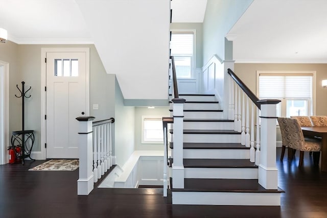 13 Birkdale Ln Unit 13, Hopkinton, MA 01748 - staircase with wood finished floors, plenty of natural light, and ornamental molding