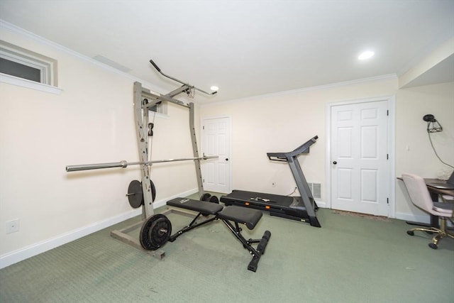 5 Lake Boon Dr, Hudson, MA 01749 - exercise area with carpet, baseboards, and crown molding