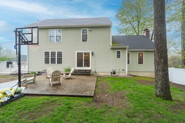 5 Lake Boon Dr, Hudson, MA 01749 - rear view of house with a patio, entry steps, and a chimney