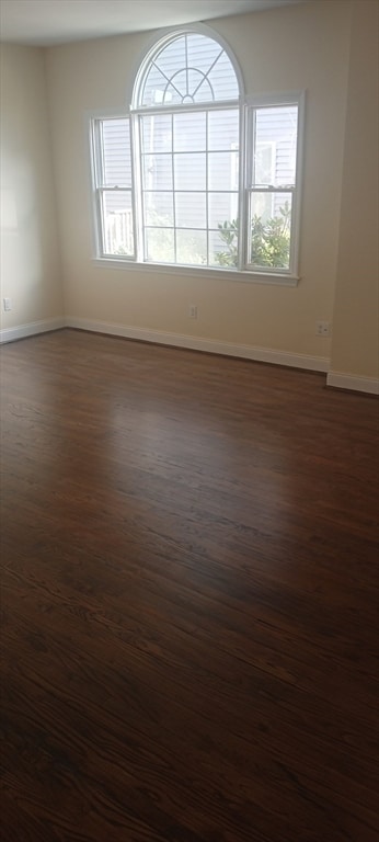 unfurnished room featuring dark wood-type flooring