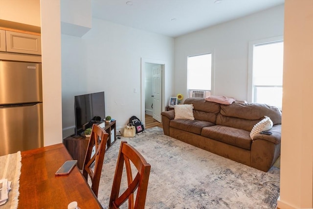 living room with hardwood / wood-style floors