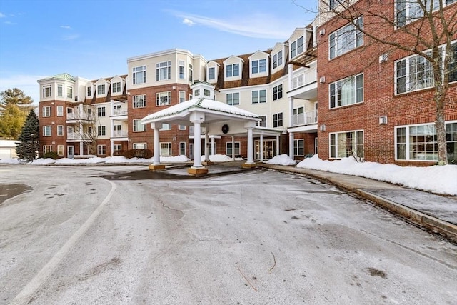 view of snow covered property