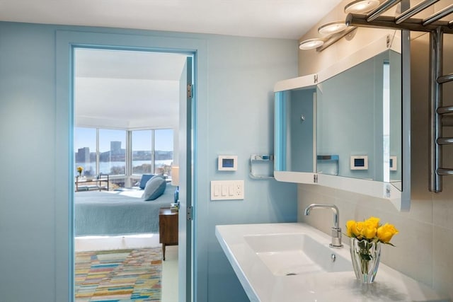 75-83 Cambridge Pkwy Unit W1009, Cambridge, MA 02142 - bathroom with a sink and tasteful backsplash