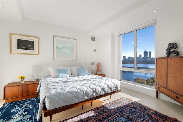 bedroom with a water view