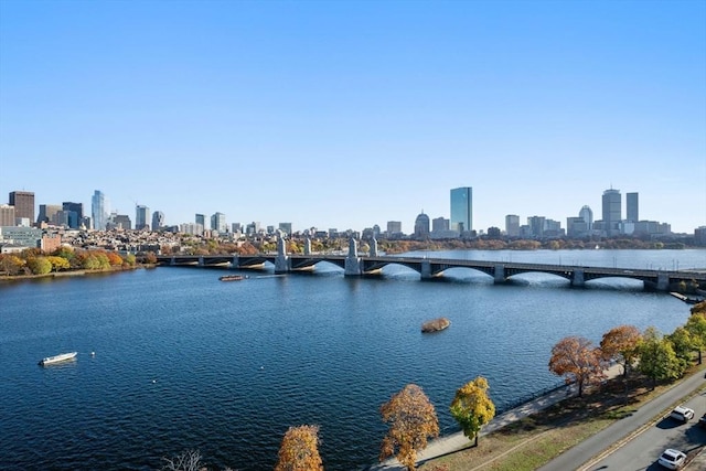 75-83 Cambridge Pkwy Unit W1009, Cambridge, MA 02142 - water view featuring a notable bridge and a view of skyline