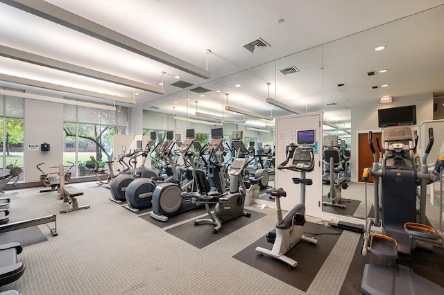75-83 Cambridge Pkwy Unit W1009, Cambridge, MA 02142 - exercise room featuring recessed lighting and carpet flooring