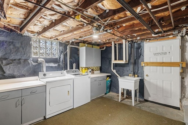 77 Shawmut Ave, New Bedford, MA 02740 - laundry room featuring cabinet space and washing machine and dryer