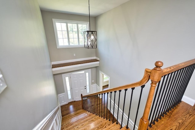 526 Old Warren Rd, Swansea, MA 02777 - stairs with wood finished floors and baseboards