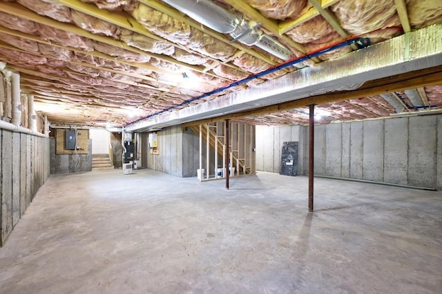 526 Old Warren Rd, Swansea, MA 02777 - unfinished basement with stairs and electric panel