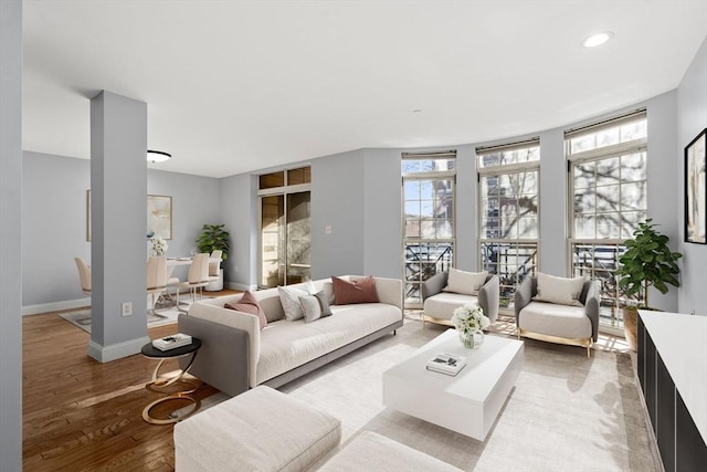 living room featuring hardwood / wood-style flooring