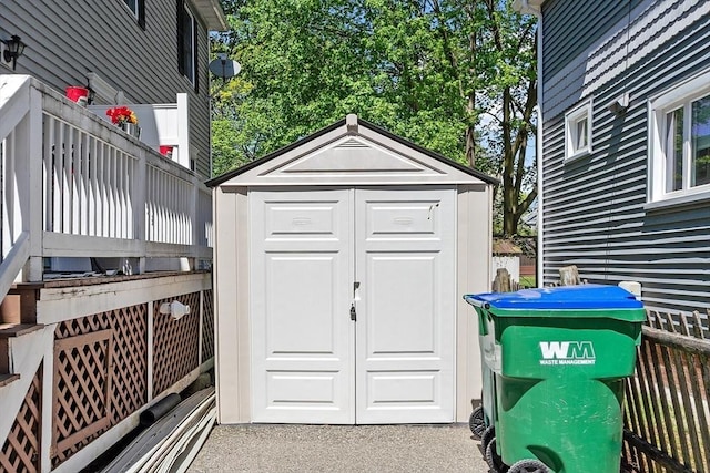 view of shed