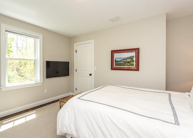 bedroom featuring baseboards and carpet flooring