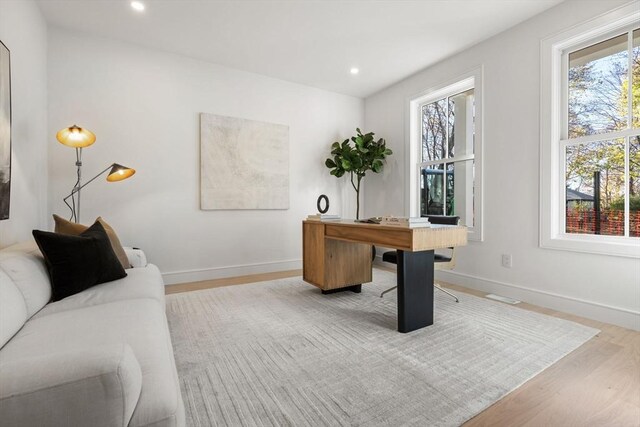 44 Robeson St Unit 44B, Boston, MA 02130 - office featuring wood finished floors, plenty of natural light, baseboards, and recessed lighting