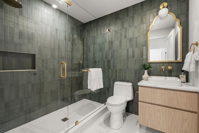 44 Robeson St Unit 44B, Boston, MA 02130 - full bath with tile walls, a stall shower, toilet, and vanity