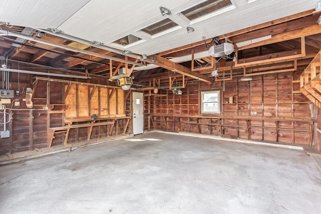 garage with a garage door opener