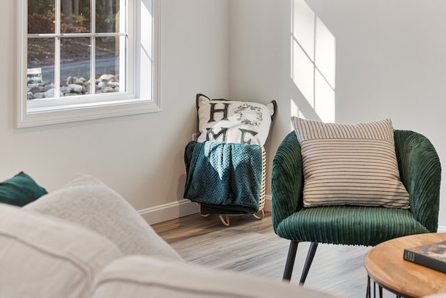 living area featuring light hardwood / wood-style flooring