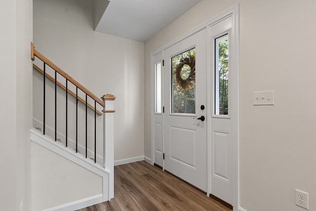 foyer entrance featuring hardwood / wood-style floors