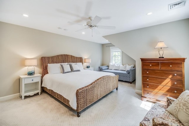 11 Teal Cir, Mashpee, MA 02649 - bedroom with light colored carpet, ceiling fan, and recessed lighting