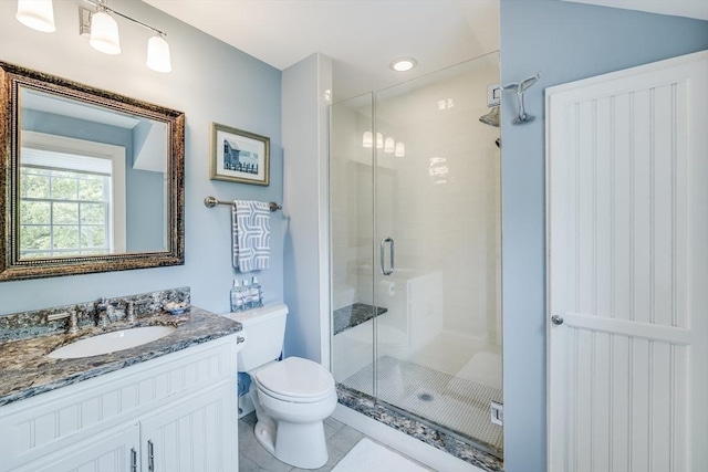 11 Teal Cir, Mashpee, MA 02649 - bathroom with a stall shower, vanity, and tile patterned flooring