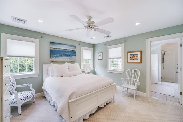 11 Teal Cir, Mashpee, MA 02649 - bedroom featuring recessed lighting, multiple windows, light colored carpet, and a ceiling fan