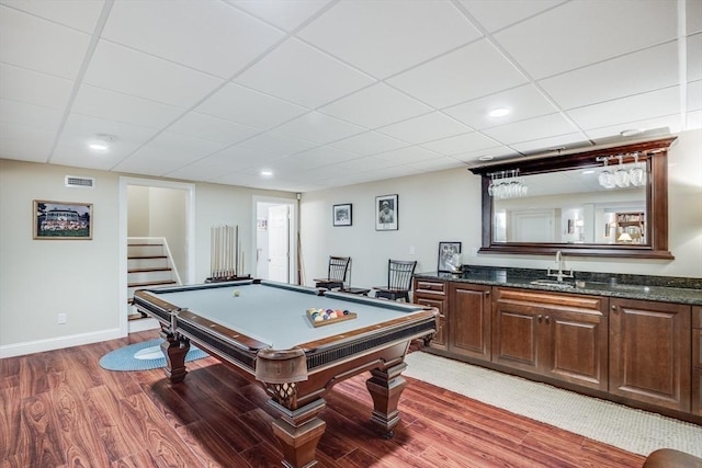 11 Teal Cir, Mashpee, MA 02649 - rec room featuring wood finished floors, billiards, and a drop ceiling