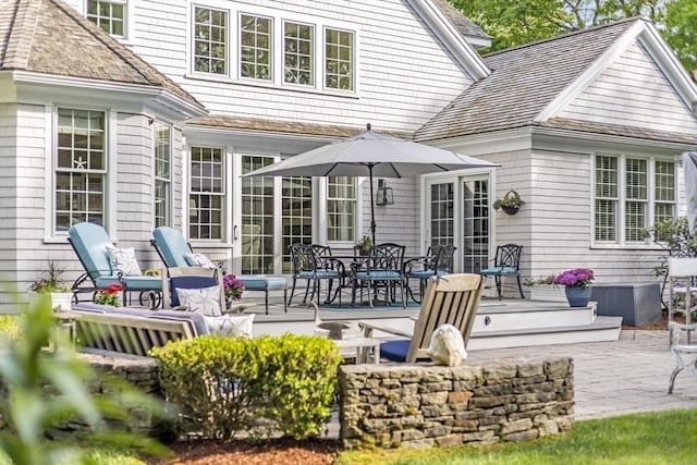 11 Teal Cir, Mashpee, MA 02649 - back of house featuring a deck, a patio area, outdoor dining space, and outdoor lounge area