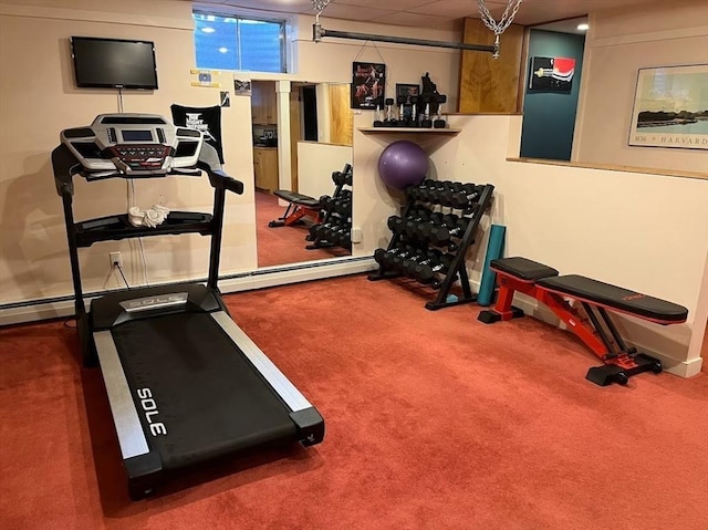 150 Sagamore St, Hamilton, MA 01982 - workout area featuring carpet flooring and baseboards