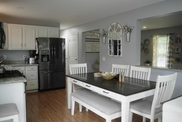 interior space with dark wood-style flooring