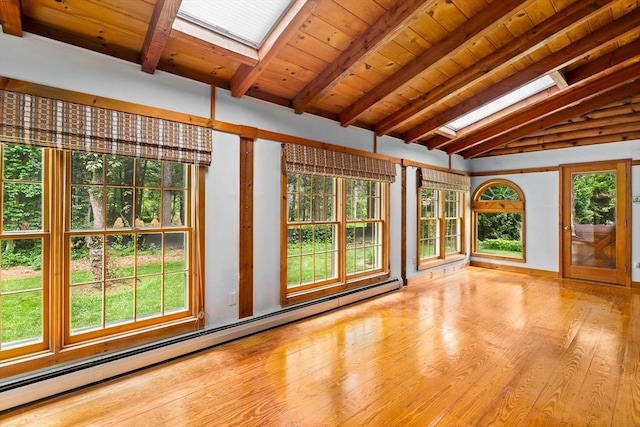 7 Hawthorne Dr, Southampton, MA 01073 - unfurnished sunroom with a skylight, a baseboard radiator, and plenty of natural light