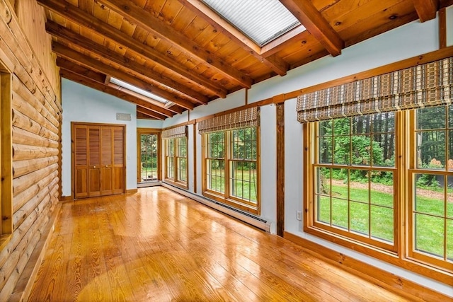7 Hawthorne Dr, Southampton, MA 01073 - unfurnished sunroom featuring baseboard heating, plenty of natural light, and a skylight