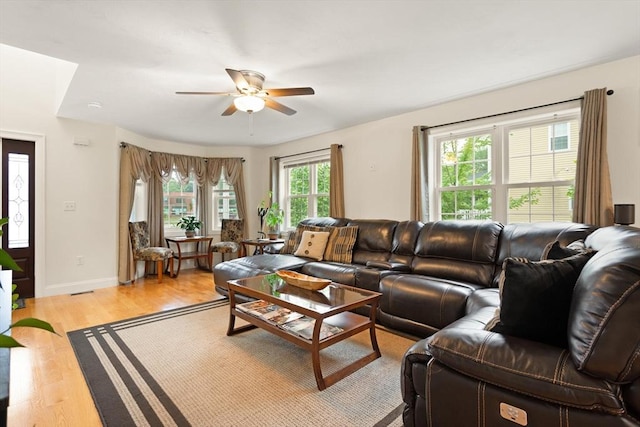 37 Leach Ave, Brockton, MA 02301 - living room featuring ceiling fan and light wood-type flooring