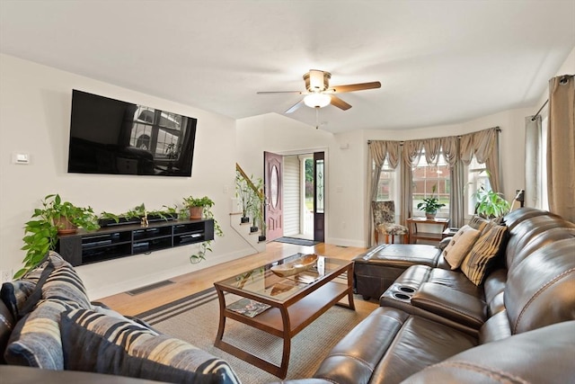 37 Leach Ave, Brockton, MA 02301 - living room featuring ceiling fan and wood finished floors