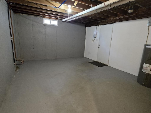 basement with electric water heater