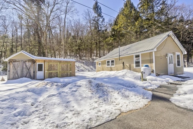 exterior space with a garage