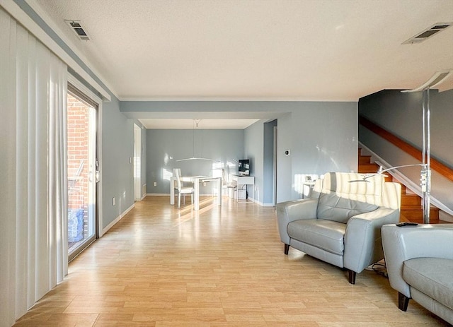 living room featuring light hardwood / wood-style floors