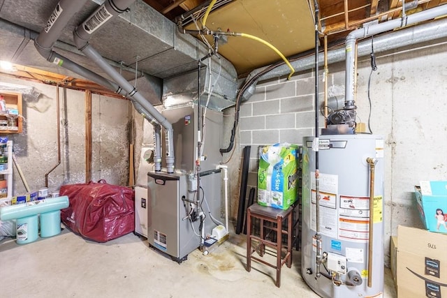 utilities featuring gas water heater and heating unit