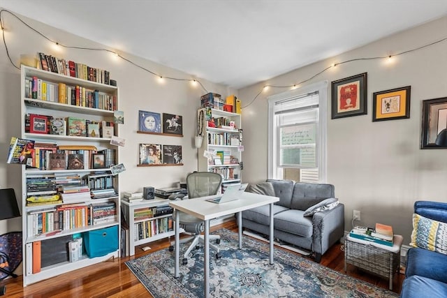 office space featuring wood finished floors