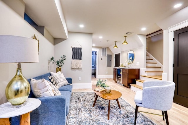 living room featuring light hardwood / wood-style flooring