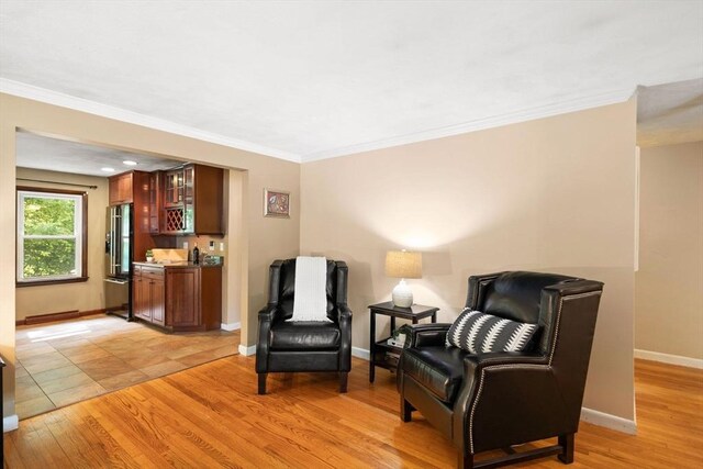 5-R Valeda, Rehoboth, MA 02769 - living area featuring baseboards, ornamental molding, and light wood-type flooring