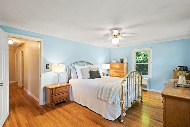 5-R Valeda, Rehoboth, MA 02769 - bedroom featuring light wood-style flooring, baseboards, ornamental molding, and ceiling fan