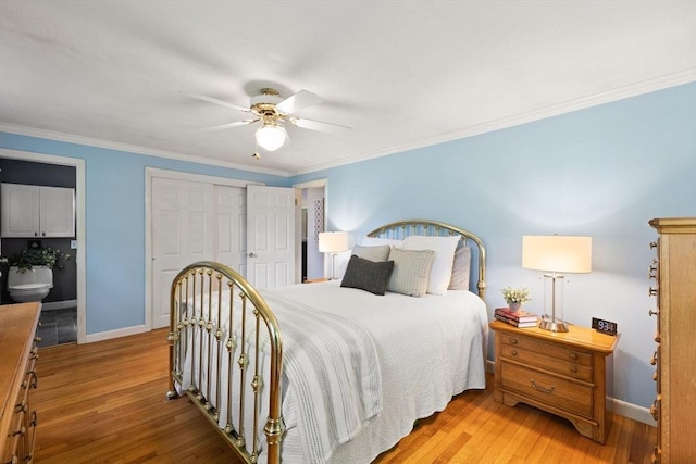 5-R Valeda, Rehoboth, MA 02769 - bedroom with baseboards, light wood-style flooring, a closet, ceiling fan, and ornamental molding