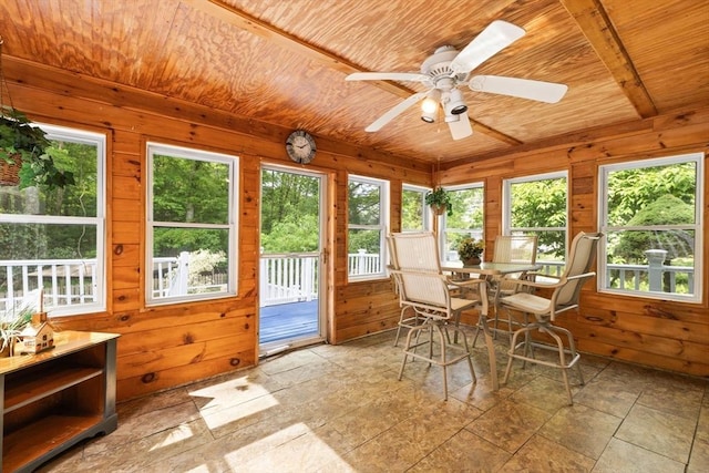 5-R Valeda, Rehoboth, MA 02769 - sunroom / solarium featuring wood ceiling, wooden walls, and stone finish flooring