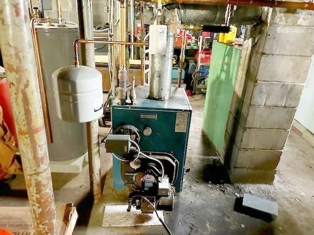 utility room featuring water heater