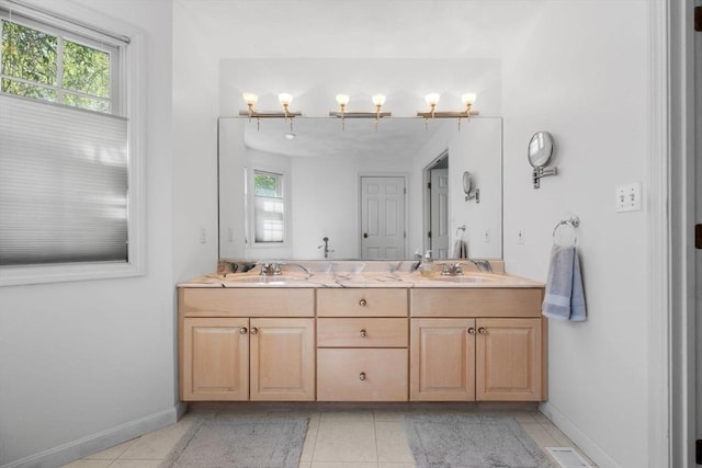 5 Campbell Rd, Middleton, MA 01949 - full bathroom featuring tile patterned floors, double vanity, and baseboards
