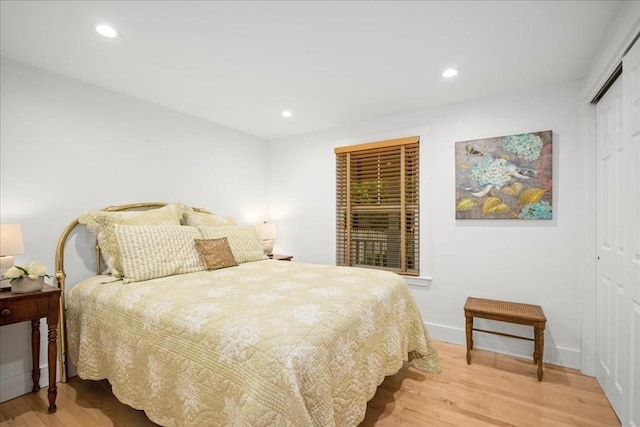 166 Klondike Rd, Dudley, MA 01571 - bedroom featuring a closet, light wood-style floors, recessed lighting, and baseboards